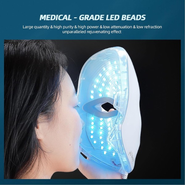 Mascara LED 7 Colores con Control Remoto para Rejuvenecimiento Facial Terapia de Luz Antiacn&eacute;, Blanqueante y Reafirmante image number null