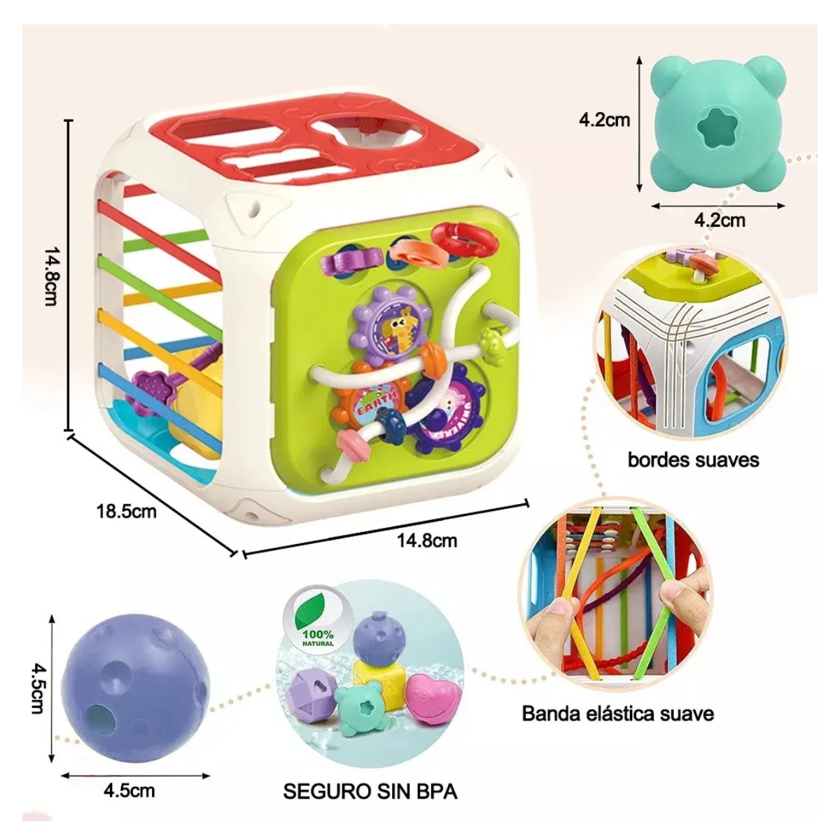 Juguete Educativo Sensorial Cubo Actividades 7 En 1 Para Beb&eacute;s image number null