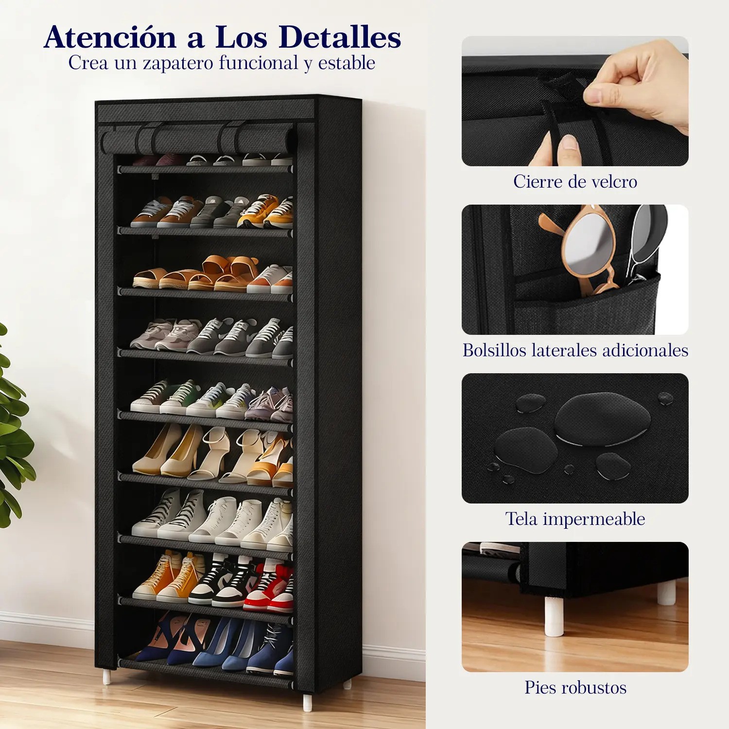 Zapatera Closet Organizador 9 Niveles 27 Pares Negro image number null