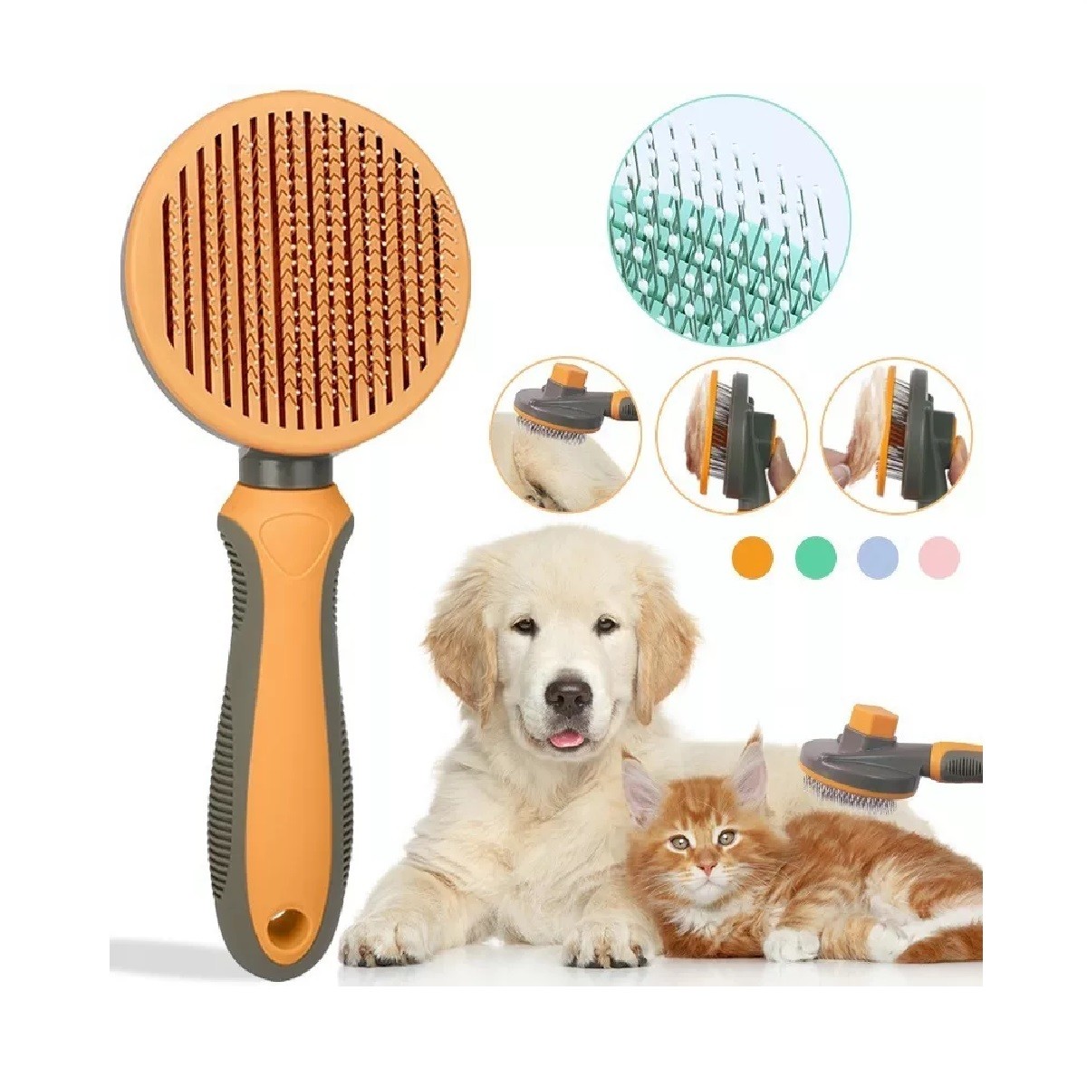 Cepillo Peine Deslanador Perro Gato Para Quita Pelo 2 En 1 Naranja image number null