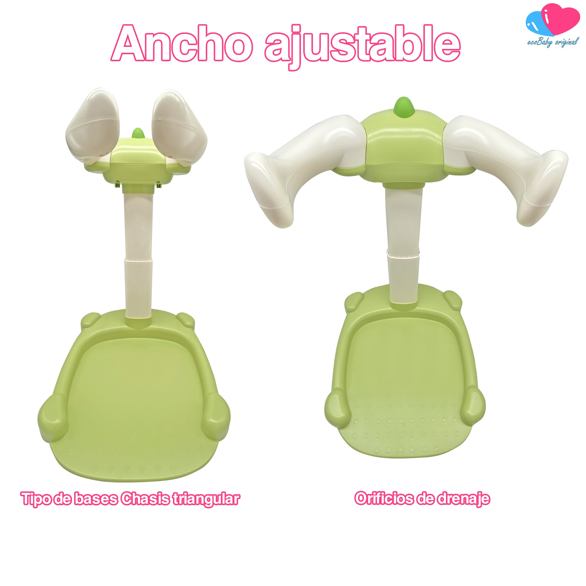 Soporte De Ba&ntilde;o Para Bebe Ecobaby Orginal Con Altura Ajustable Dinosaurio Verde image number null