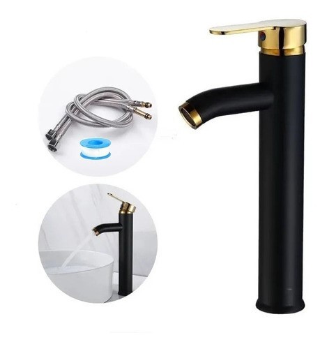 Mezcladora Monomando Grifo Llave Negro P Lavabo Ovalin Moder. image number null