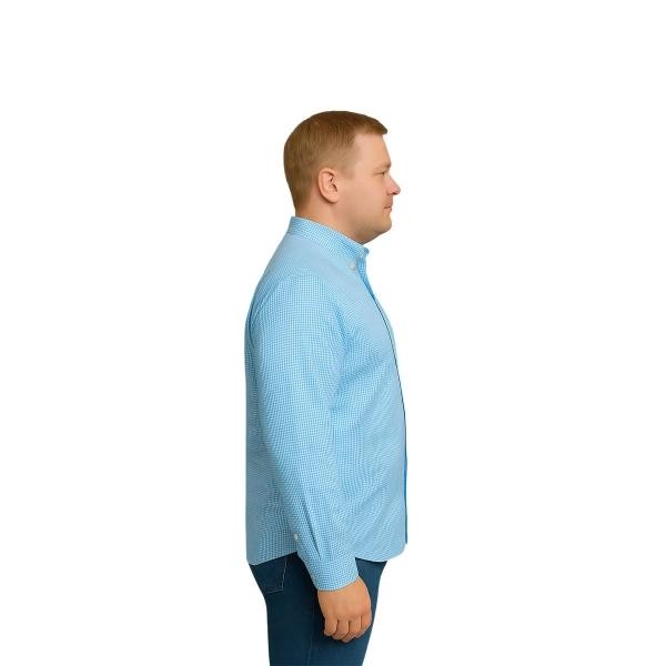 Camisa Big Kong USA Hombre Rayas Azul Turquesa Manga Larga Talla 3XL image number null