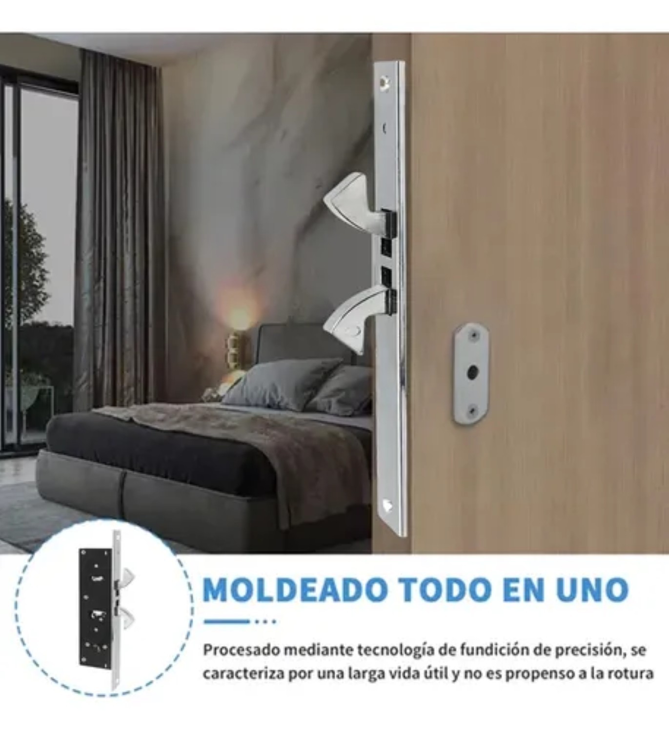 Cerradura Chapa Doble Gancho Puerta Corrediza Aluminio plateada image number null