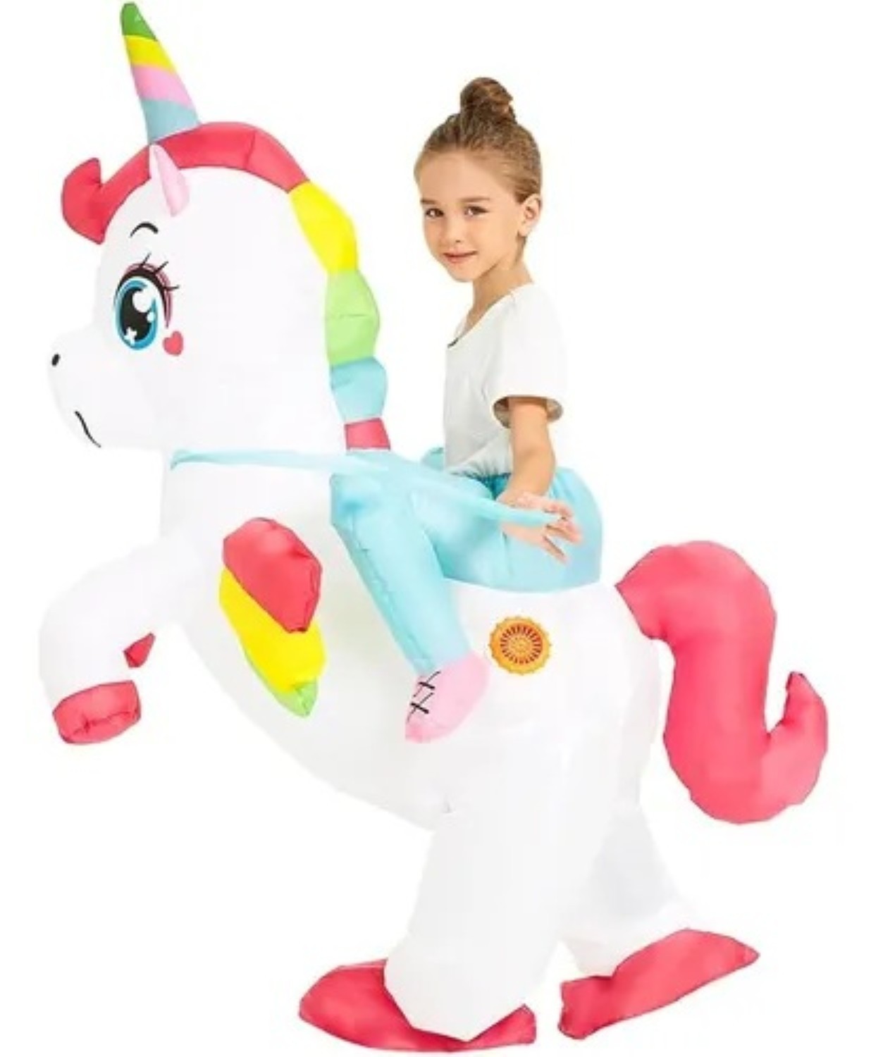 Disfraz Inflable De Unicornio Para Ni&ntilde;os 85-125cm Blanco Rojo image number null