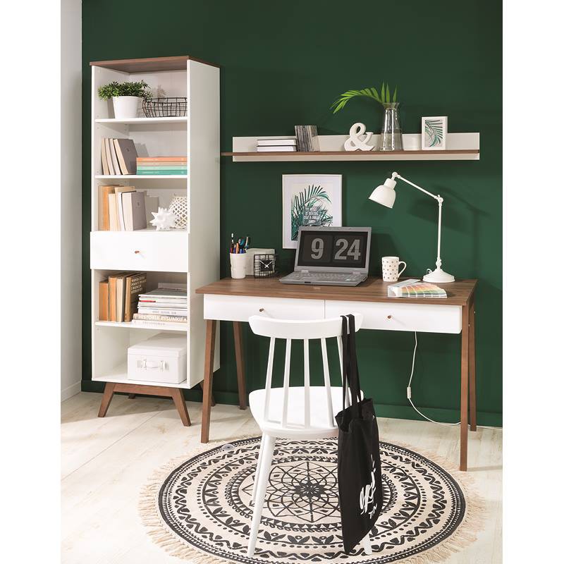 Escritorio Hocker Blanco Y Nogal - Kessa. image number null