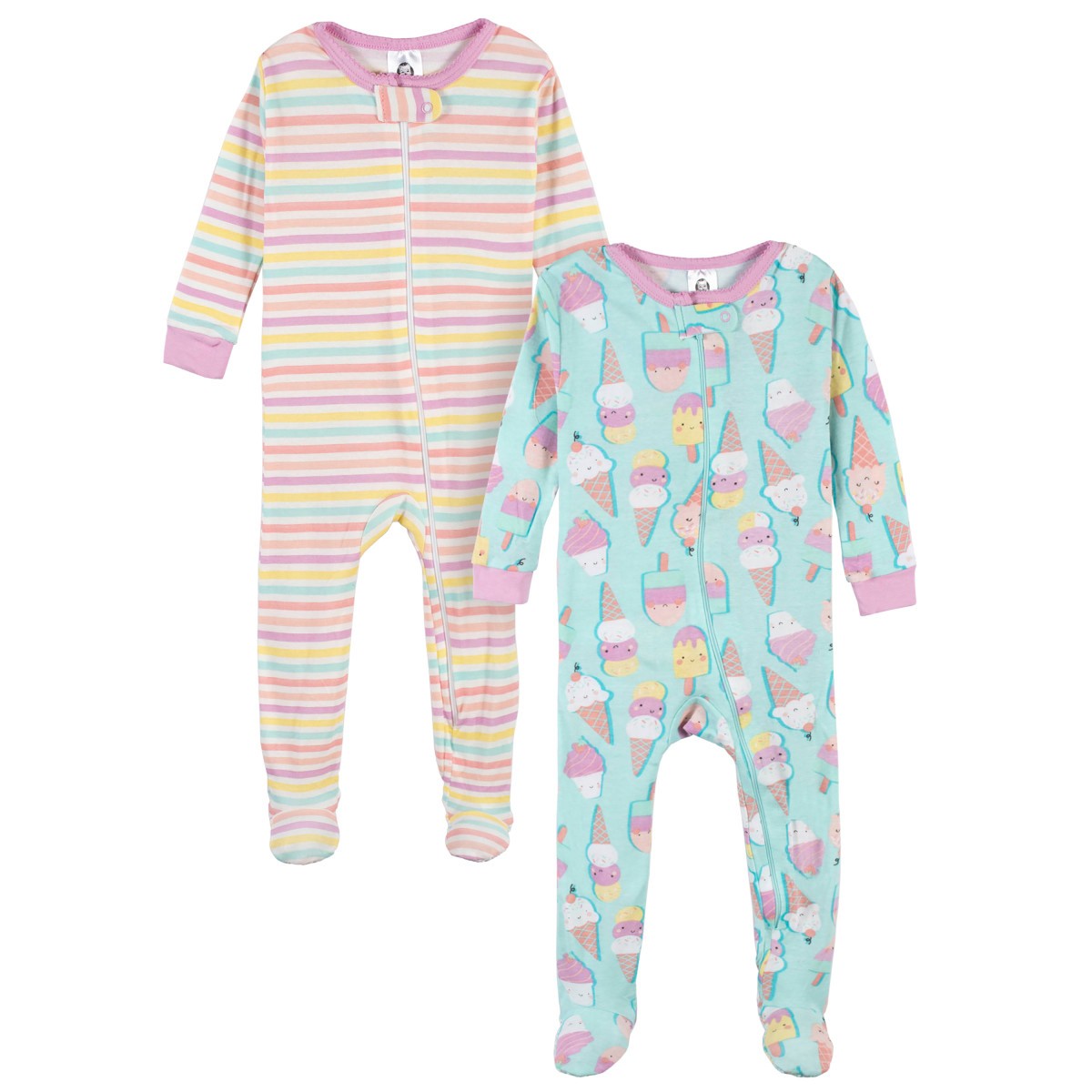 Mameluco Gerber Pack 2 Algod&oacute;n Con Pies Ropa Dormir Beb&eacute; image number null