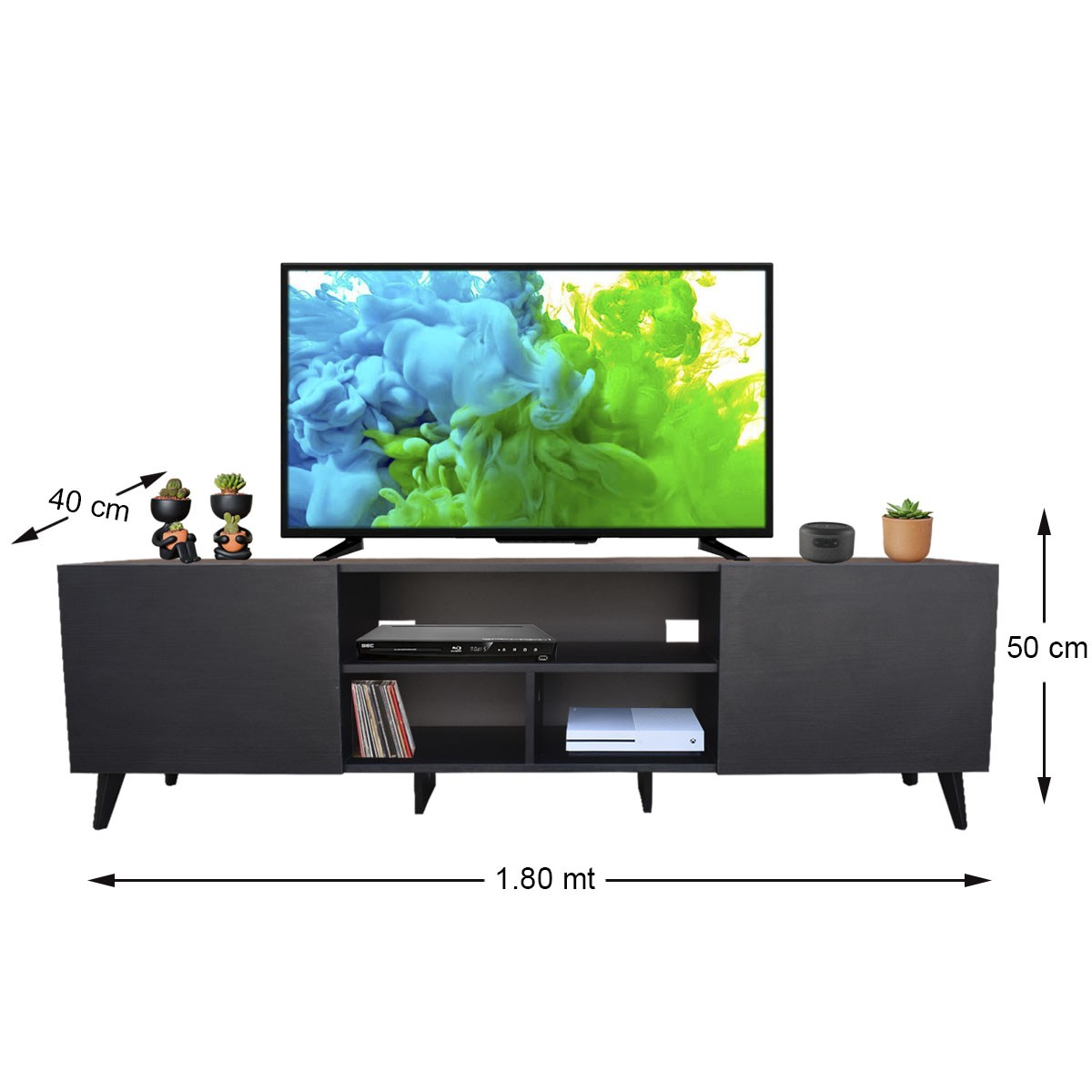 Mueble para TV de 80" Europa Moderno y Minimalista Hogare Negro image number null