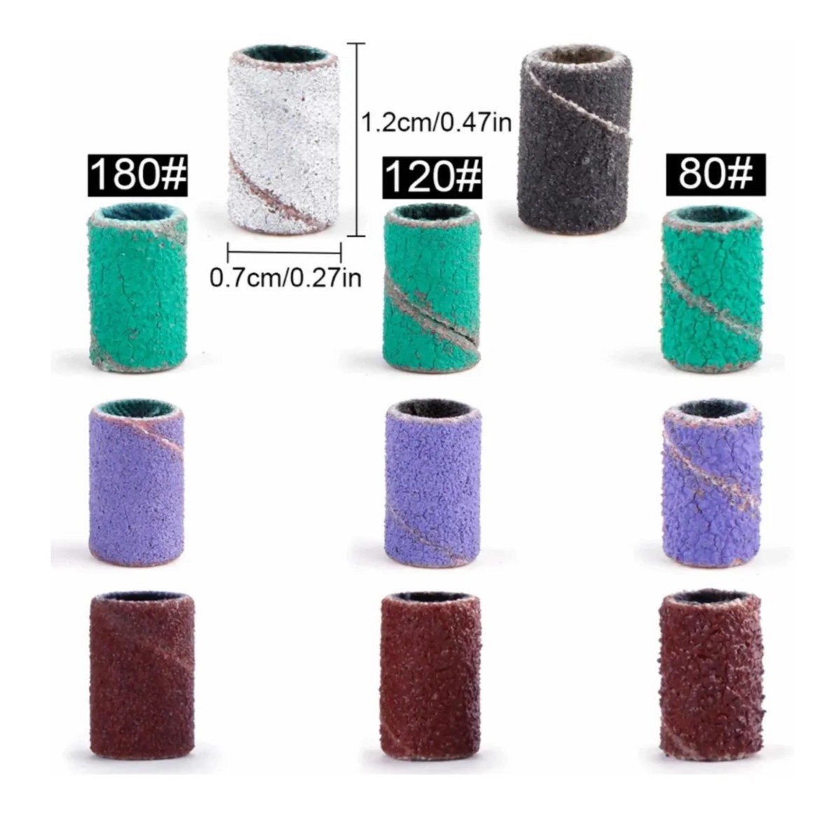 Set Barrilitos Para Driil Esmeril U&ntilde;as #80, #120, #180 Multicolor image number null