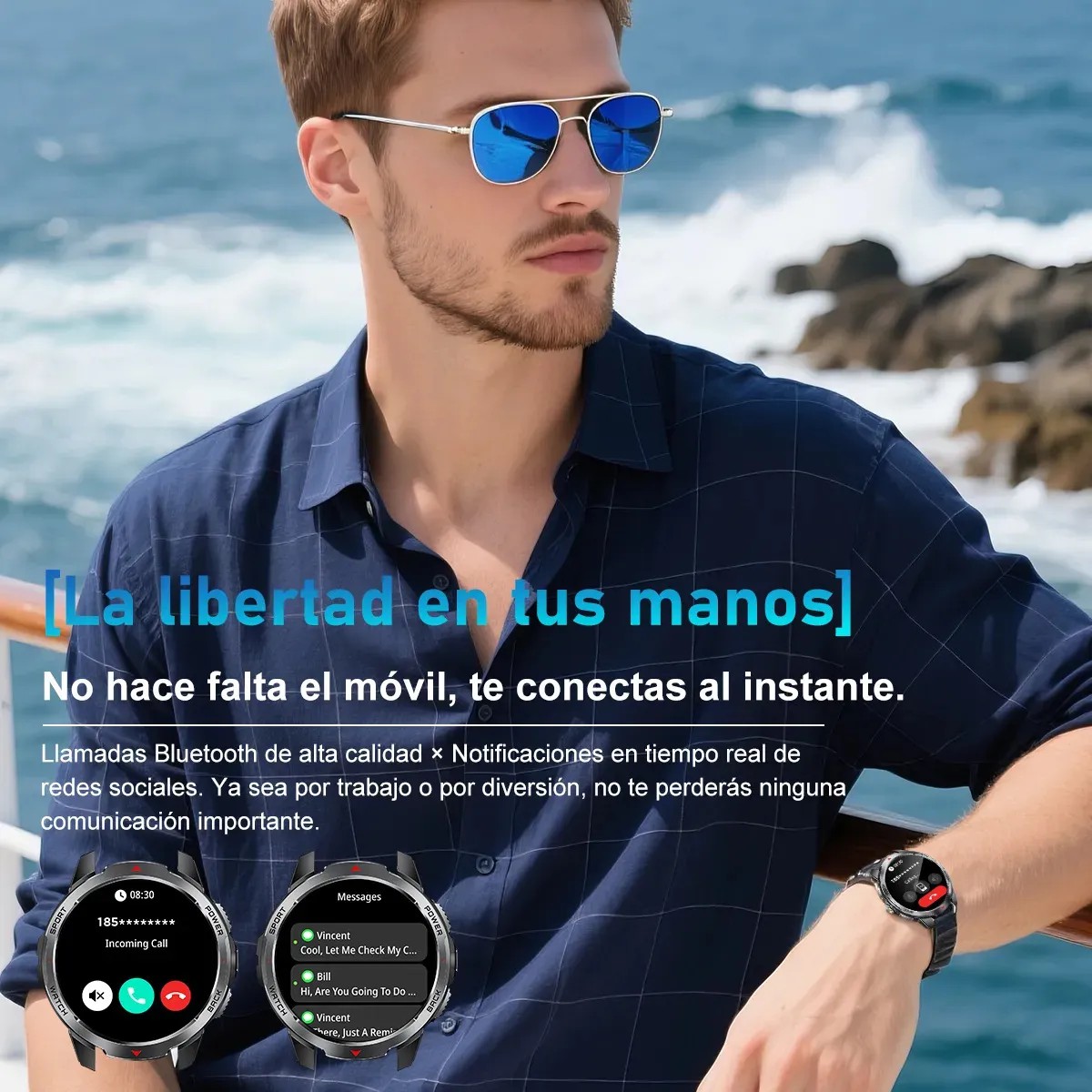 Smartwatch KAKURY KT88-1 con Llamadas Bluetooth, Deportivo y Resistente al Agua image number null