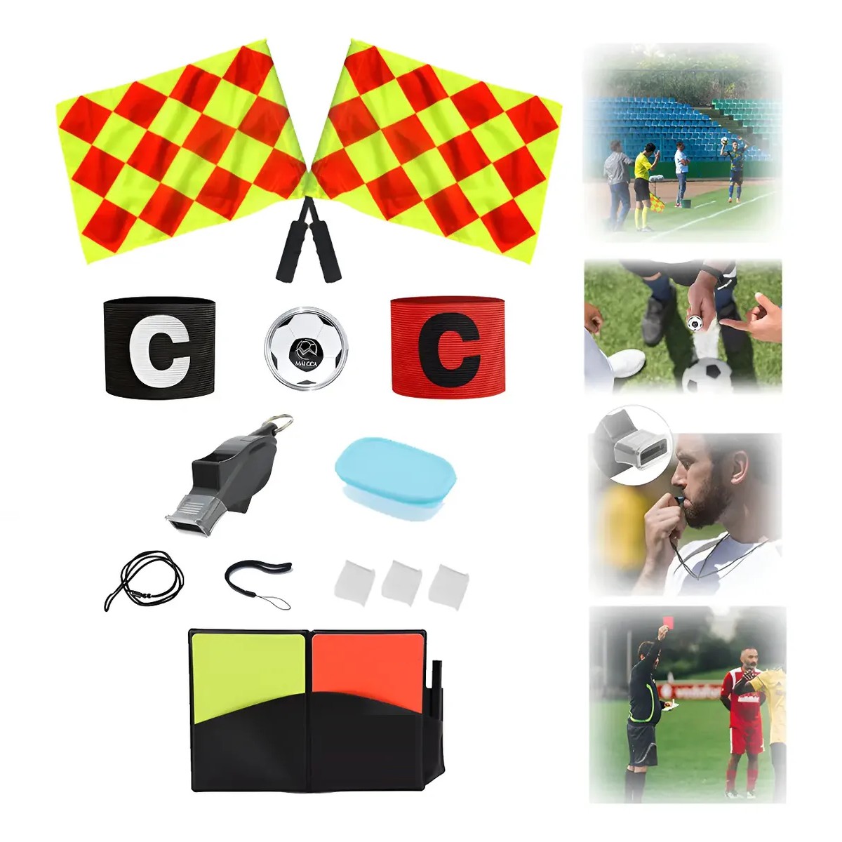 Silbato, Banderines, Tarjetas, Brazalete Equipo Arbittro Futbol image number null