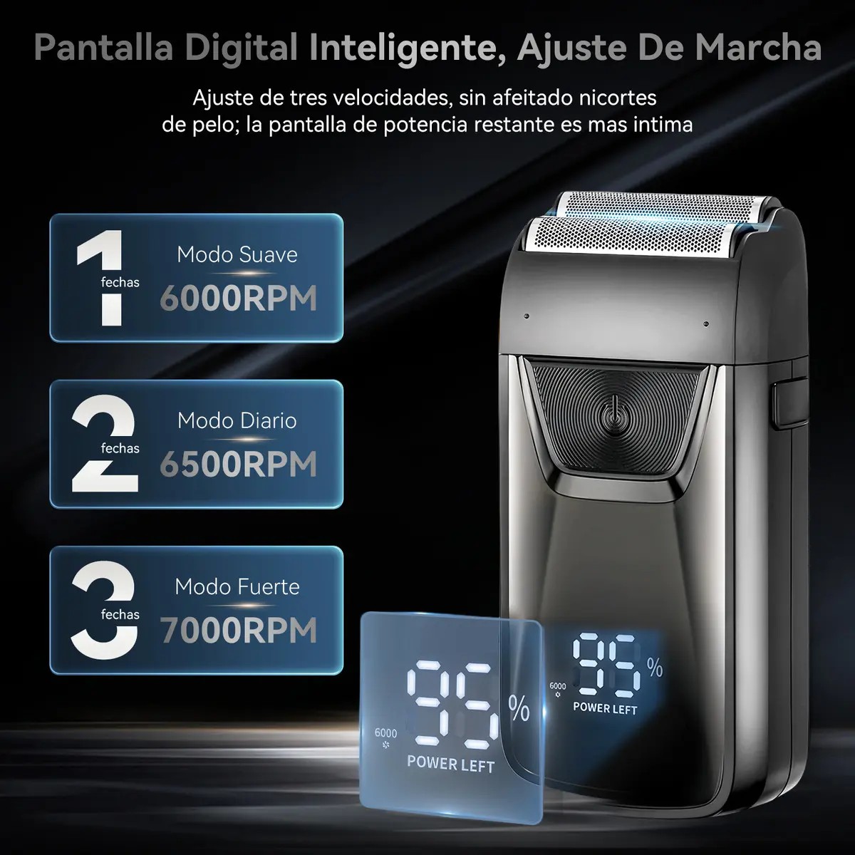 Rasuradora El&eacute;ctrica Recargable Afeitadora Para Barba negra image number null