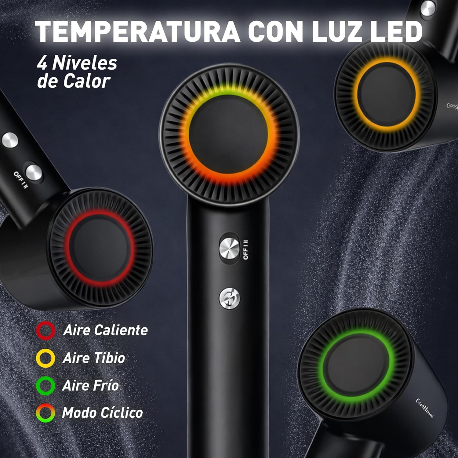 Secadora de Cabello 1500W con Tecnolog&iacute;a I&oacute;nica, 2 Velocidades y 4 Ajustes de Calor, Negro, Bluelander image number null