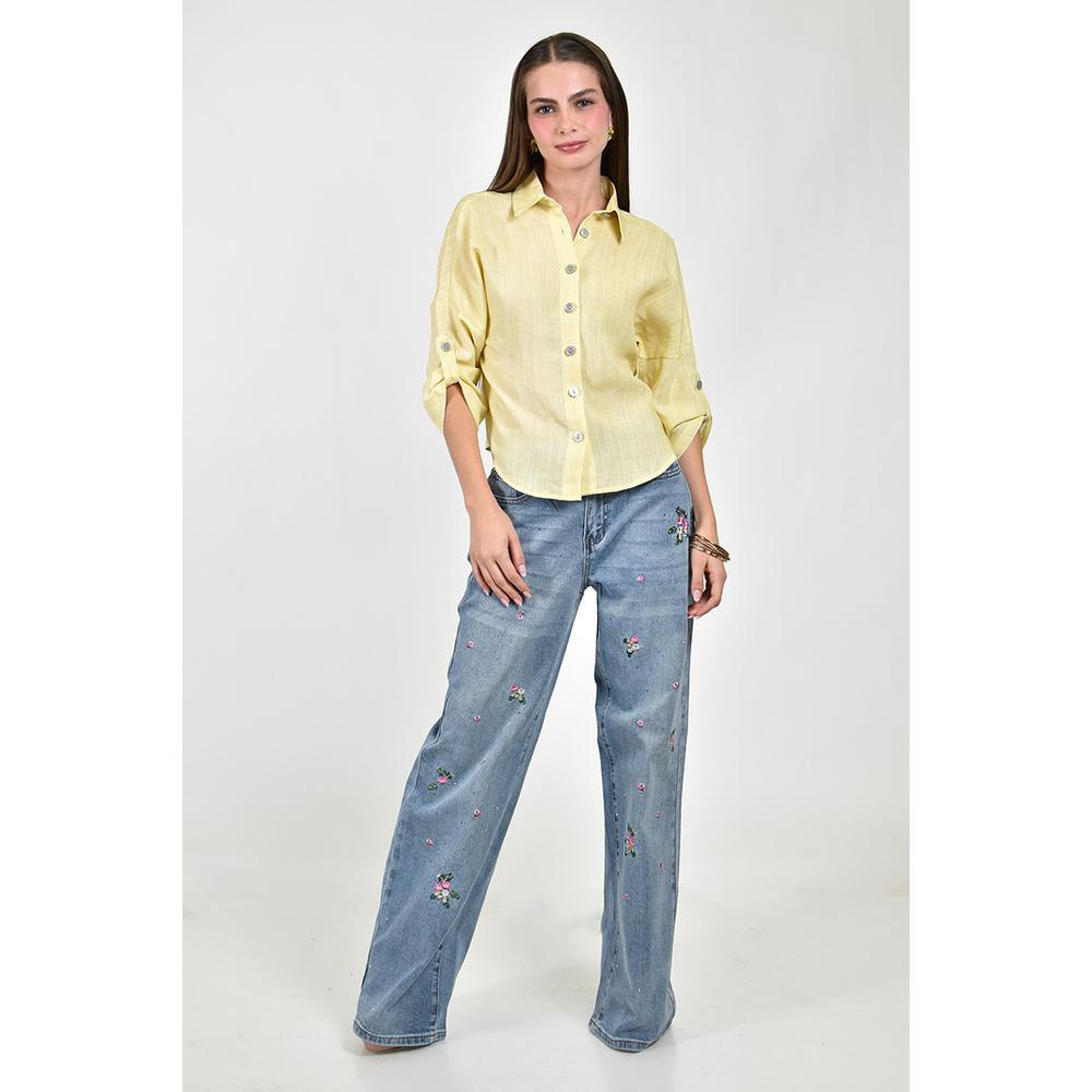 Camisa de lino Roman Fashion /Juvenil, 5123 (Amarillo) image number null