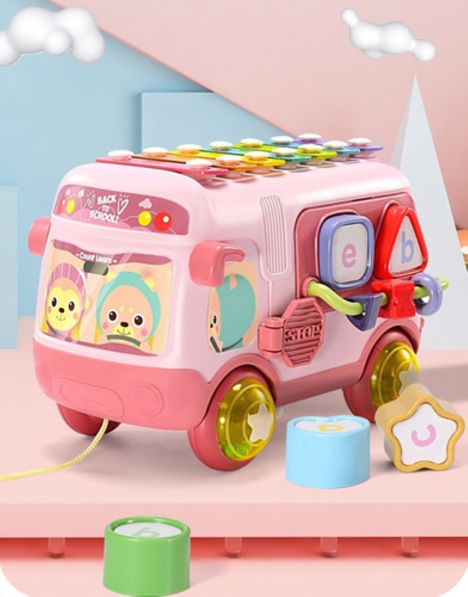 "Autobus Rompecabezas Xilofono Juguete Interactivo Para Bebe, Rosa " image number null