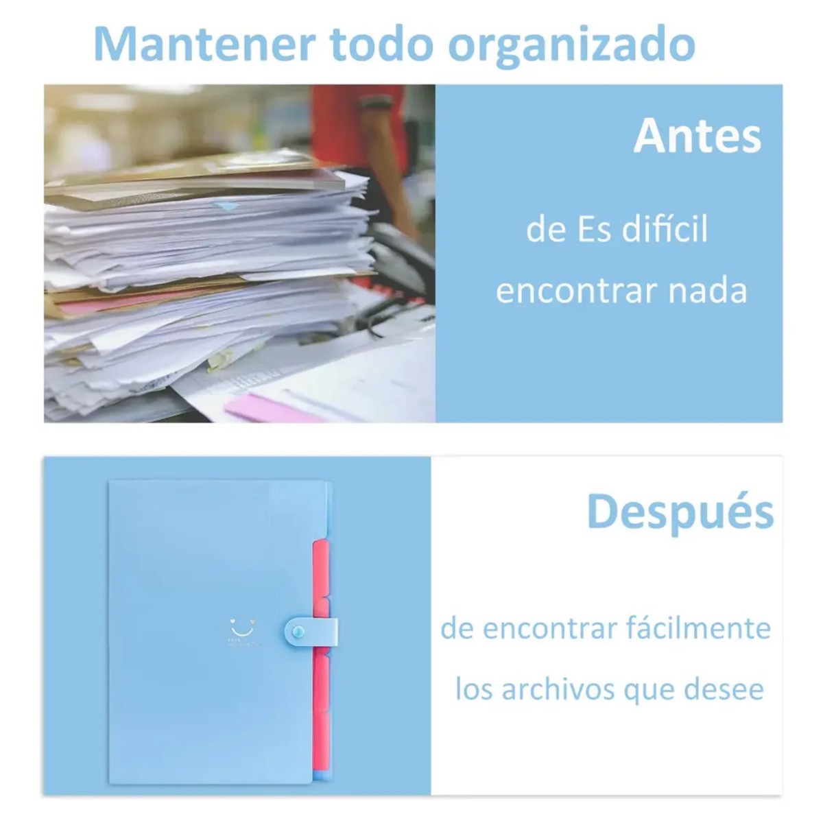 Carpeta Organizador De Archivos Expandible 2 Piezas Rosa+Azul image number null