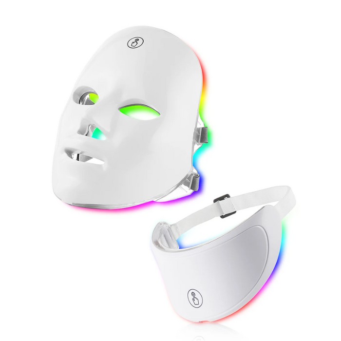 Mascarilla Facial LED de Skin Care Recargable para Cuello y Cara, M&aacute;scara de belleza de terapia de fotones LED 7 colores image number null