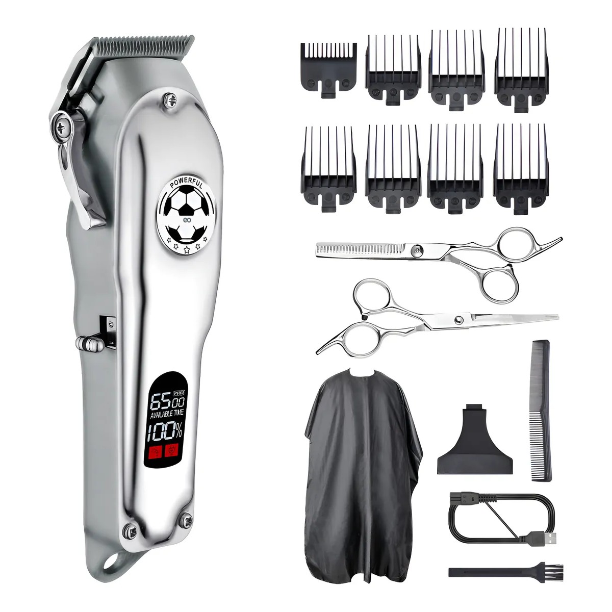 Maquinas Para Cabello Recargable Cortadora De Pelo Kit Plateado image number null