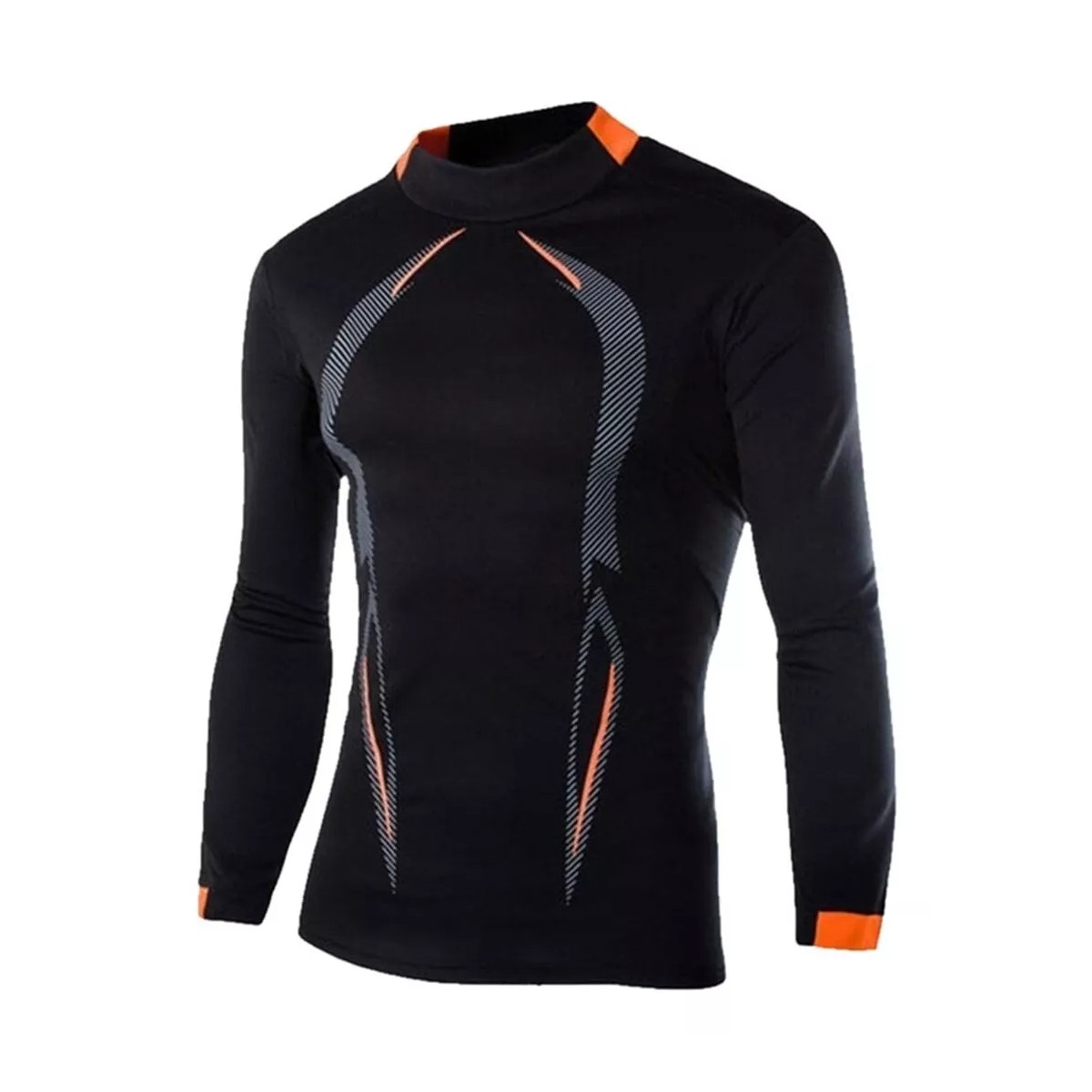 Playera Licra Deportiva Correr Compresi&oacute;n Manga Larga Gym Negro M image number null