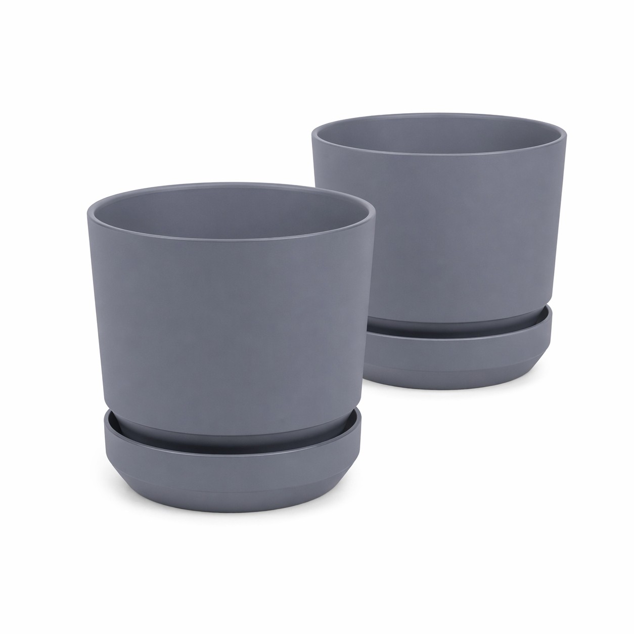 Maceta Elly Decor Set De 2 Para Interior y Exterior Con Plato y Drenaje 12 Pulgadas Gris image number null