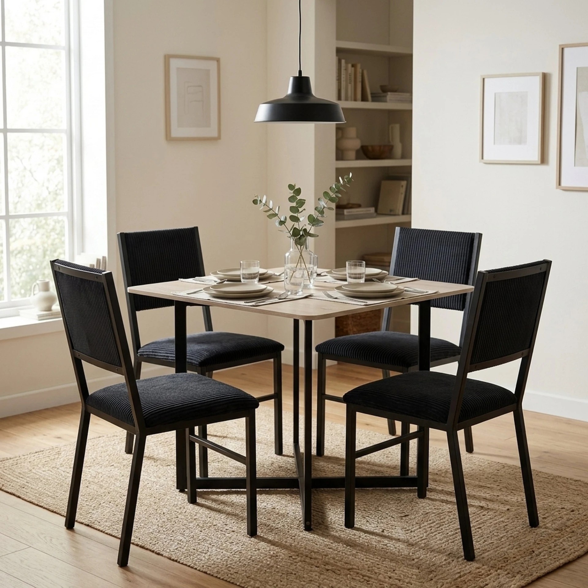 Antecomedor 4 Sillas Luxora + Zovani Beige y Negro Kessa image number null