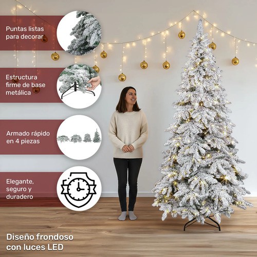 Arbol Navidad Luces Led Super Nevado Gigante 2.55m Pino Jardimex image number null