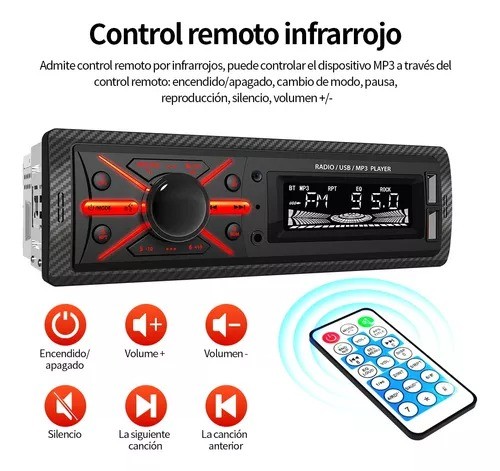 1 Din Auto Radio Reproductor Est&eacute;reo Receptor Aux Usb Bt Fm image number null