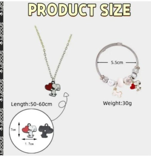 Set De Collar Y Pulsera Snoopy image number null