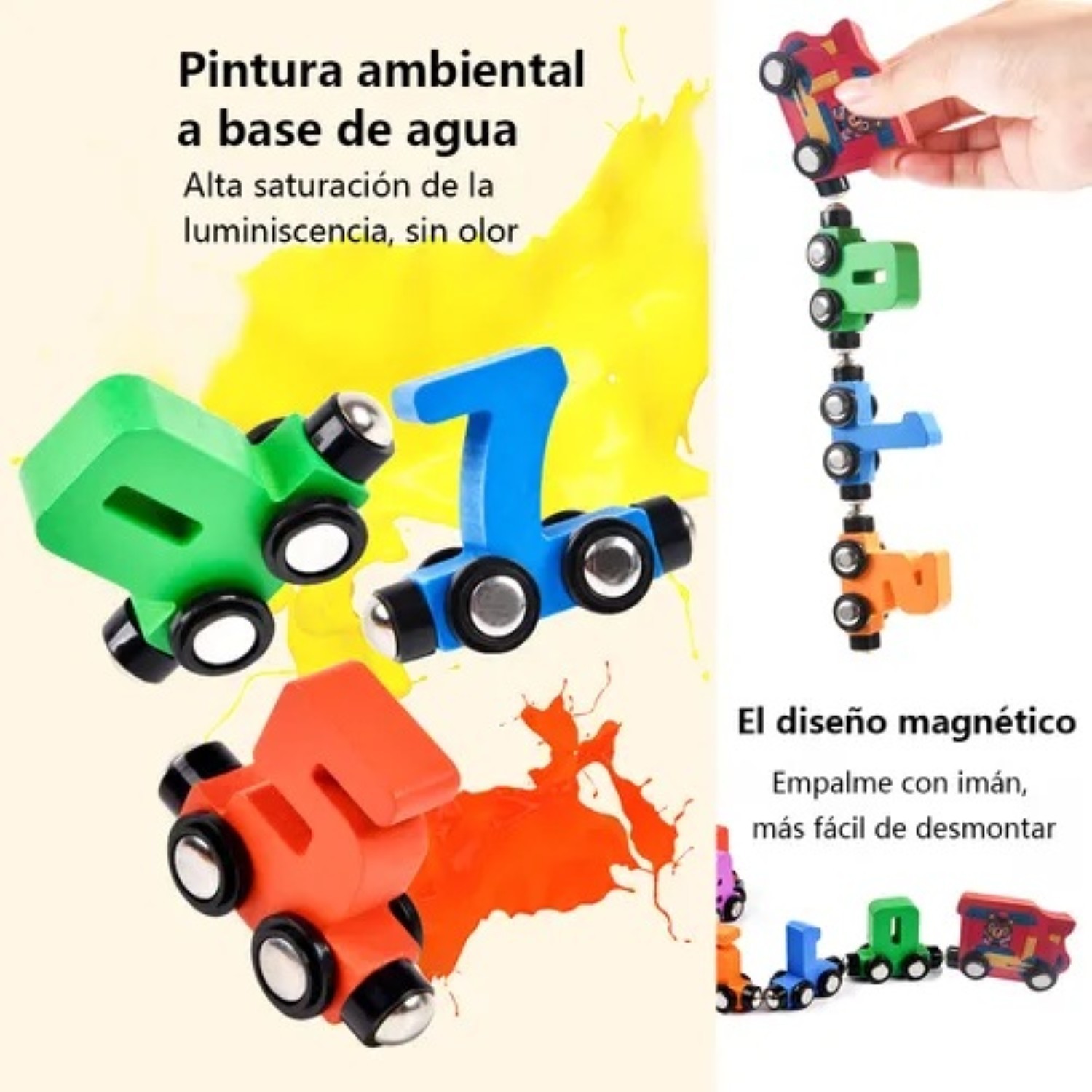 Juego Tren Madera Magnetico pol&iacute;cromo Colores image number null