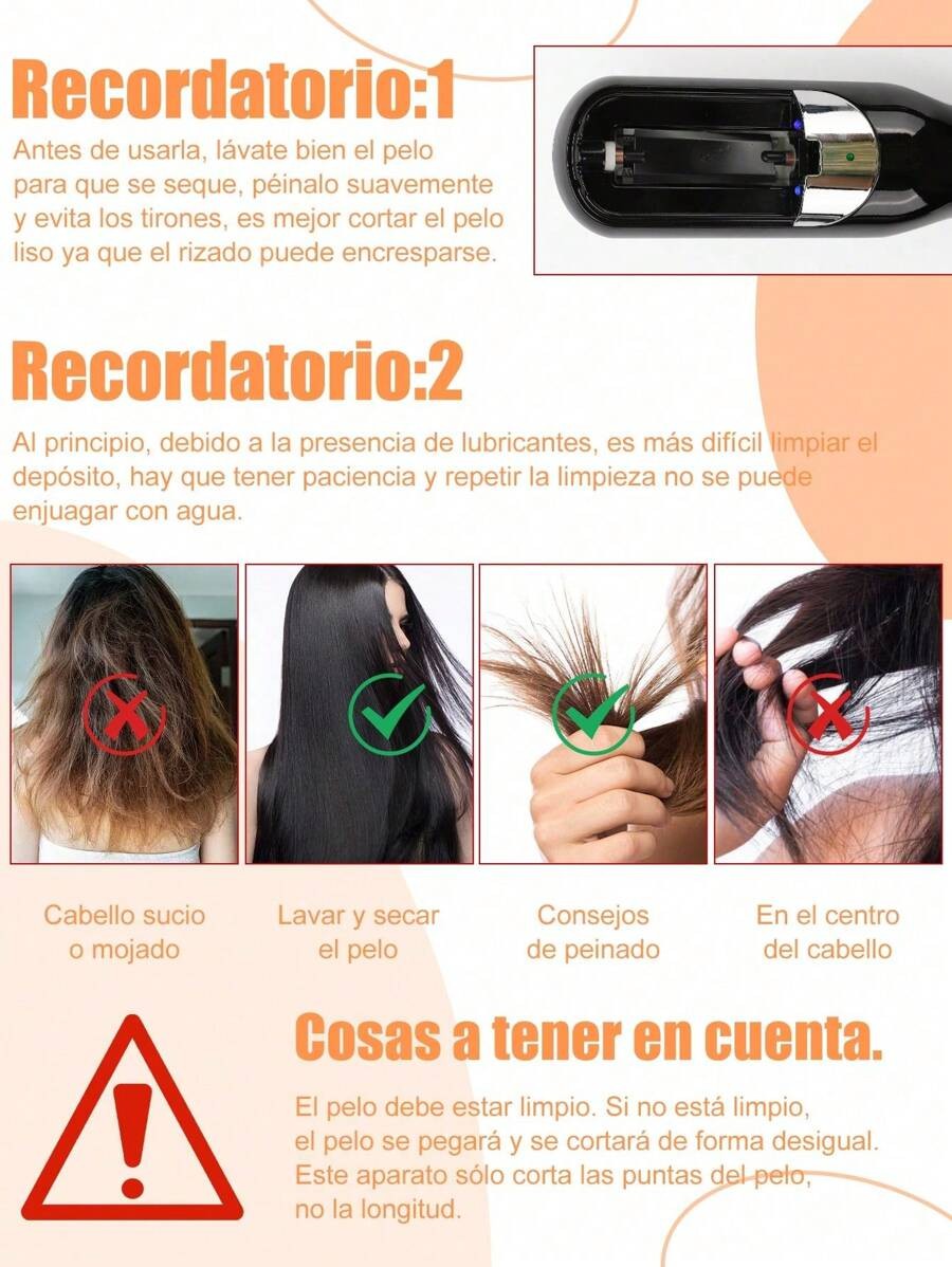 Maquina Recortadora de Puntas Abiertas Recargable, Removedor Autom&aacute;tico de Puntas Abiertas para Cabello image number null