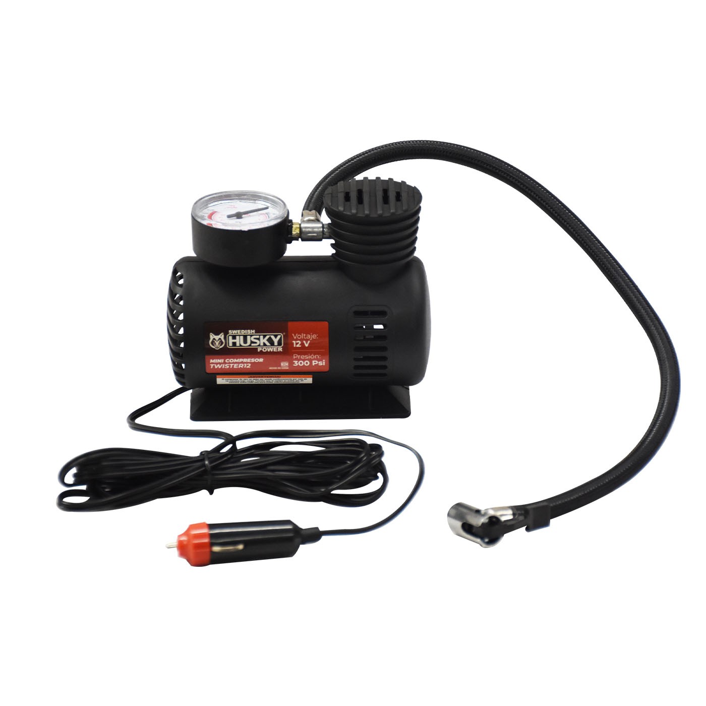 MINI COMPRESOR DE AIRE SWEDISH HUSKY POWER 12V 300 PSI MANGUERA 40 CM - TWISTER12 image number null