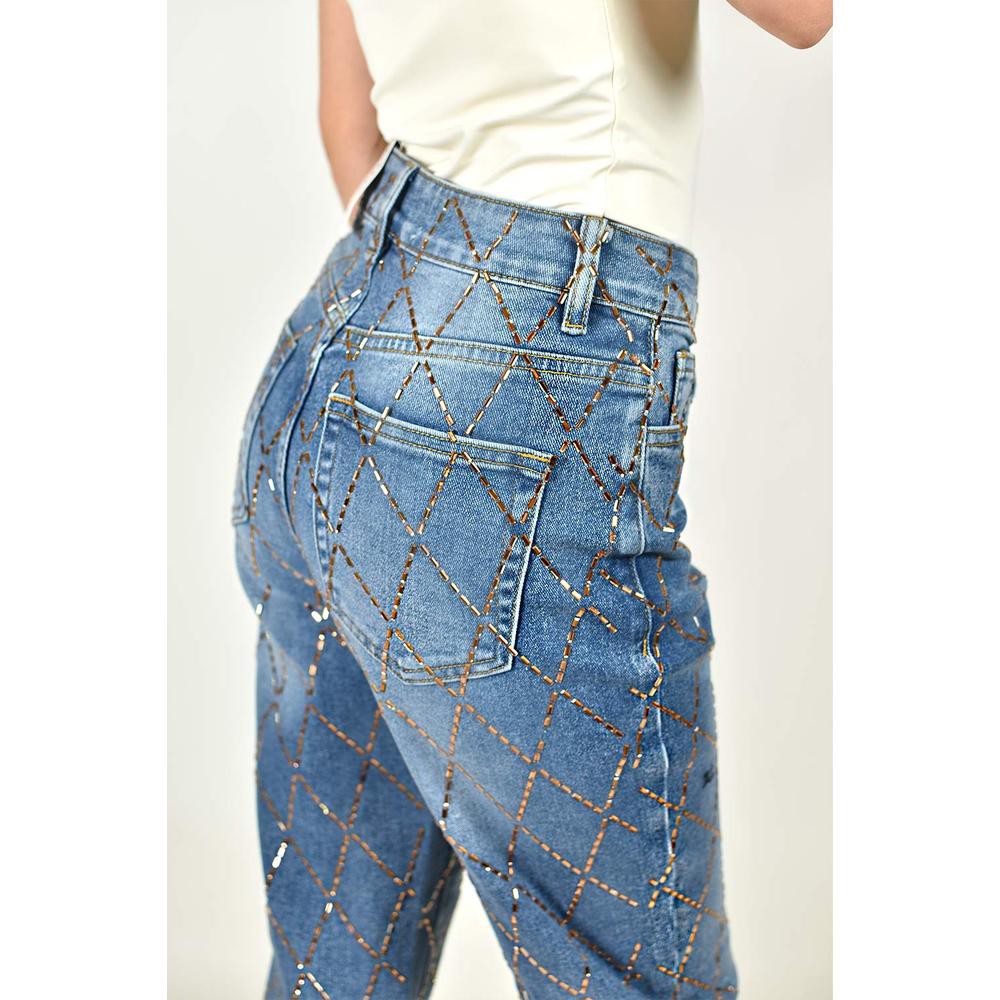 Jeans con patron geometrico /Juvenil, 586 (Azul medio) image number null