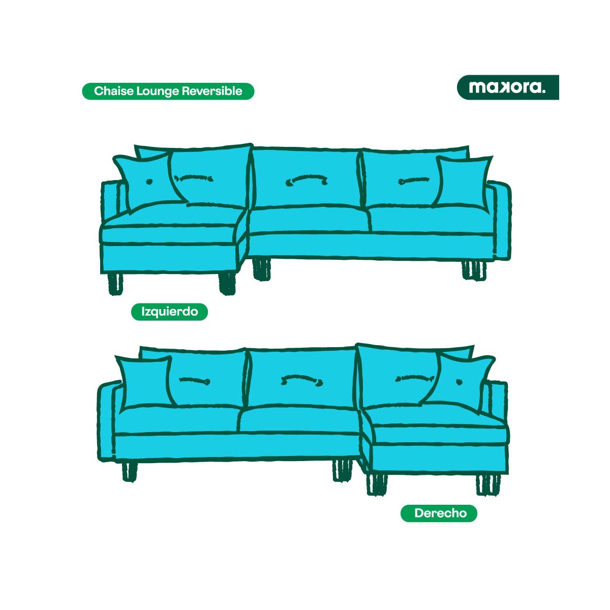 Sala Modular Makora Scotch con Memory Foam, Color Olivo Respaldo Reclinable de 3 Posiciones image number null