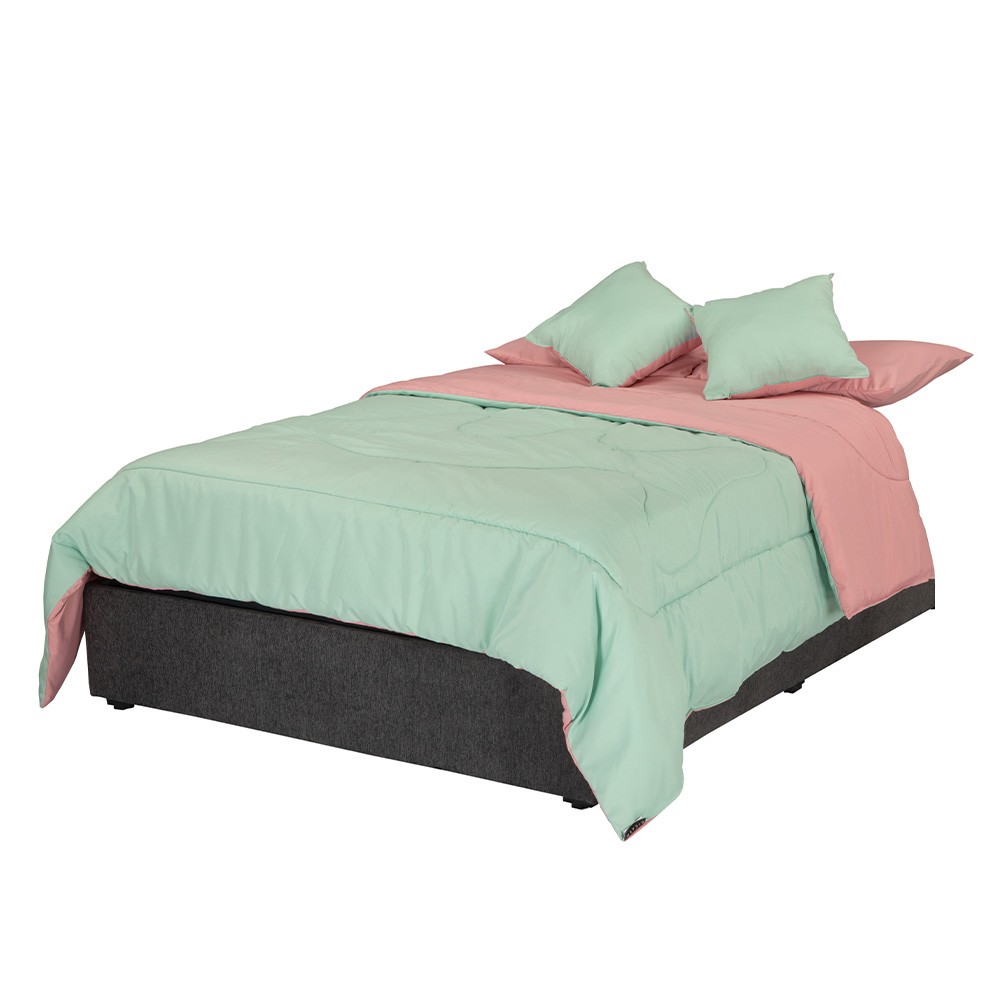 Edred&oacute;n King Size Dicasa Couzy Doble Vista Rosa con Menta con Almohada 2 Pack image number null