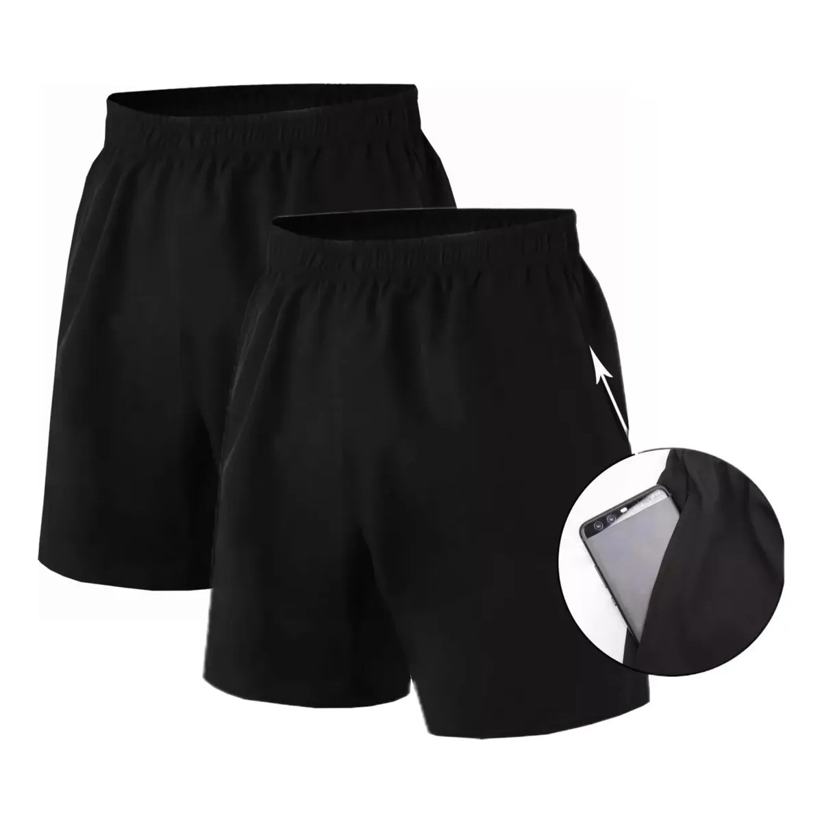 Short C&oacute;modo Suelto Con Bolsas Hombre Color Negro Talla M image number null