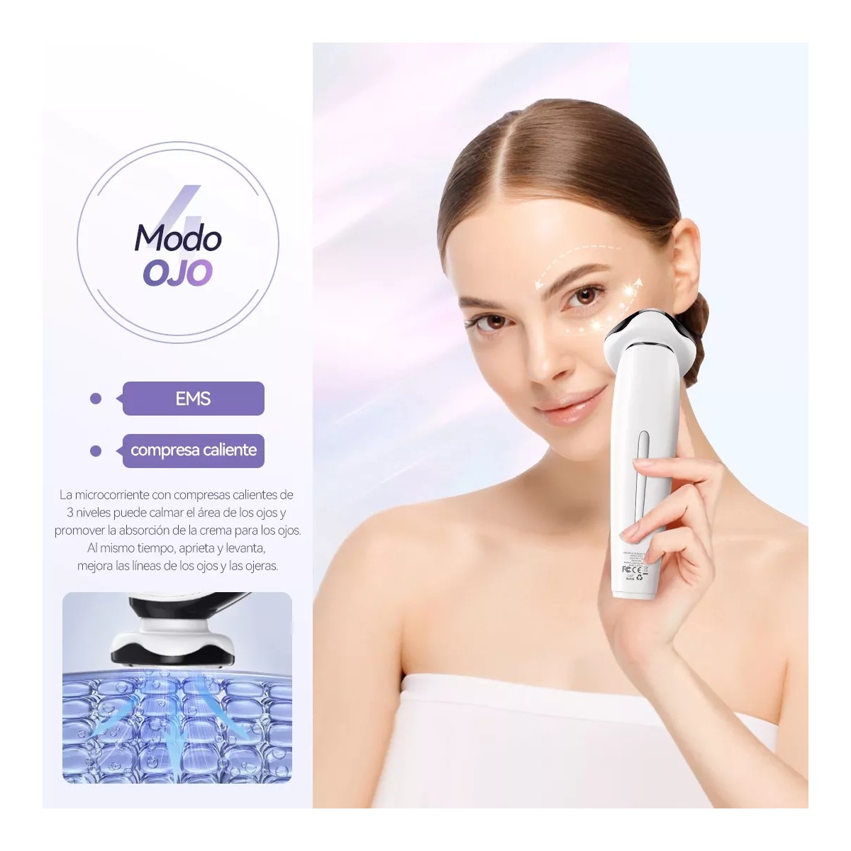 Masajeador Facial Ligero B&aacute;sico Led Blanco image number null