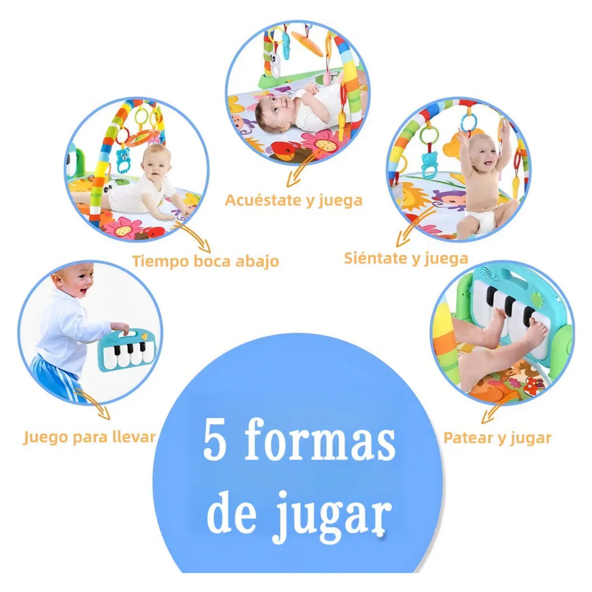 Gimnasio Acolchado Tapete Bebe Alfombra Infantil Con Piano Verde image number null