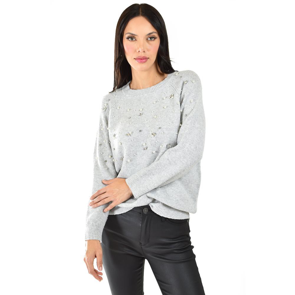 Sueter con pedreria y perlas Roman Fashion /Juvenil, 4003 (Gris) image number null