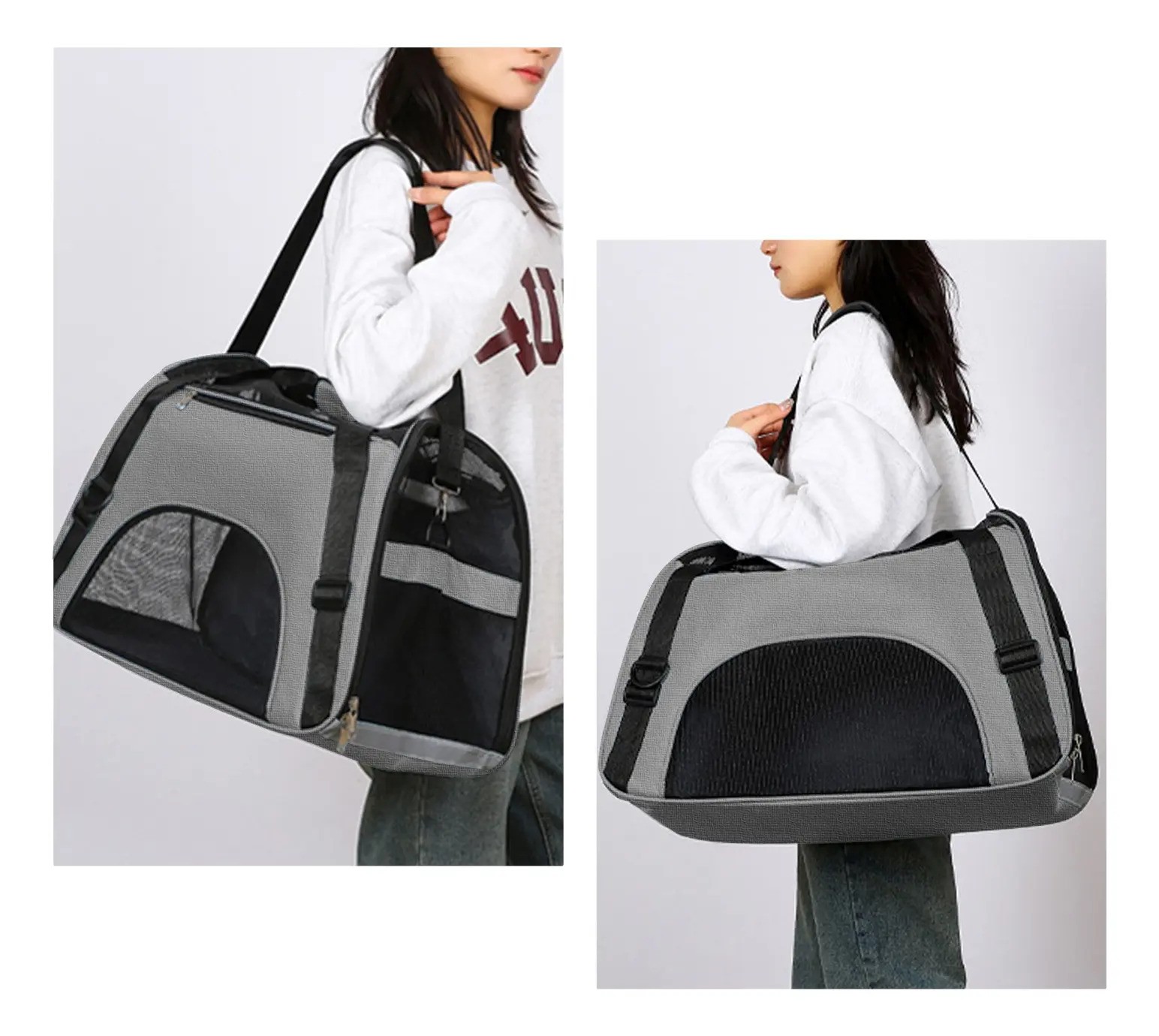 Transportadora Mascota Bolsa Port&aacute;til NEGRO GRIS image number null