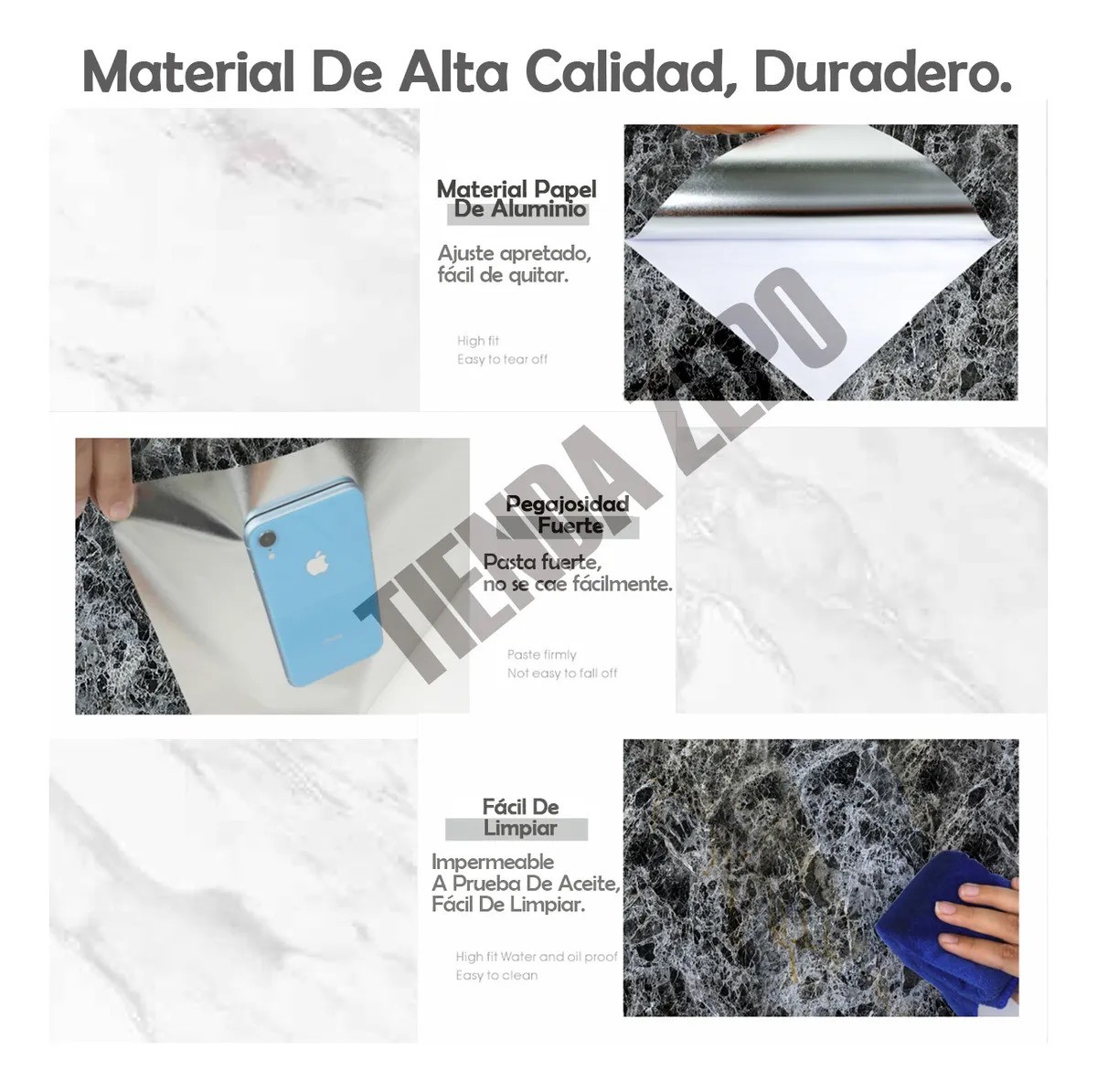 Papel Tapiz De M&aacute;rmol Para Cocina 10m X 60cm 3d Autoadhesivo image number null