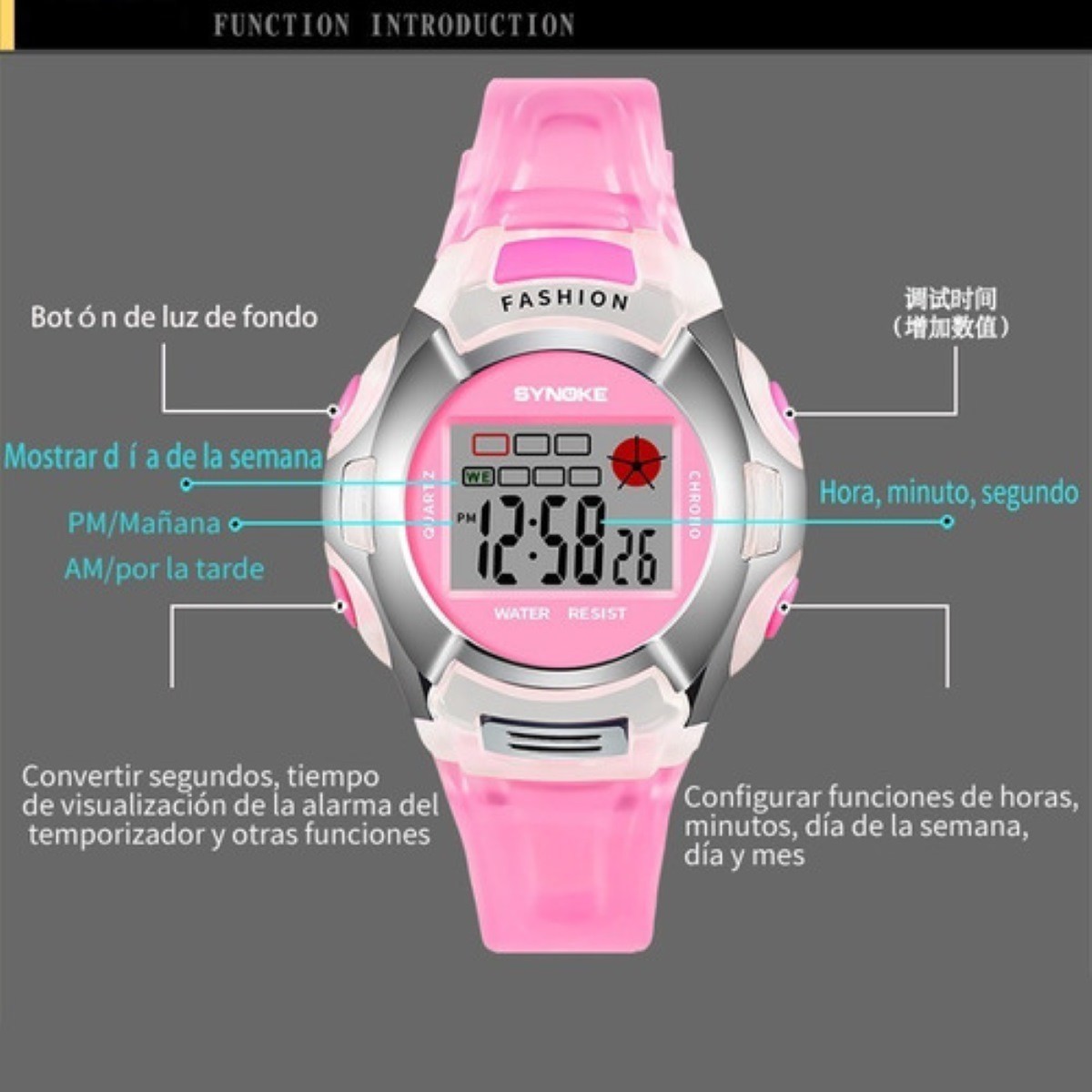 Reloj Infantil Ni&ntilde;o Led Ni&ntilde;a Cronometro Contra Agua Shock image number null
