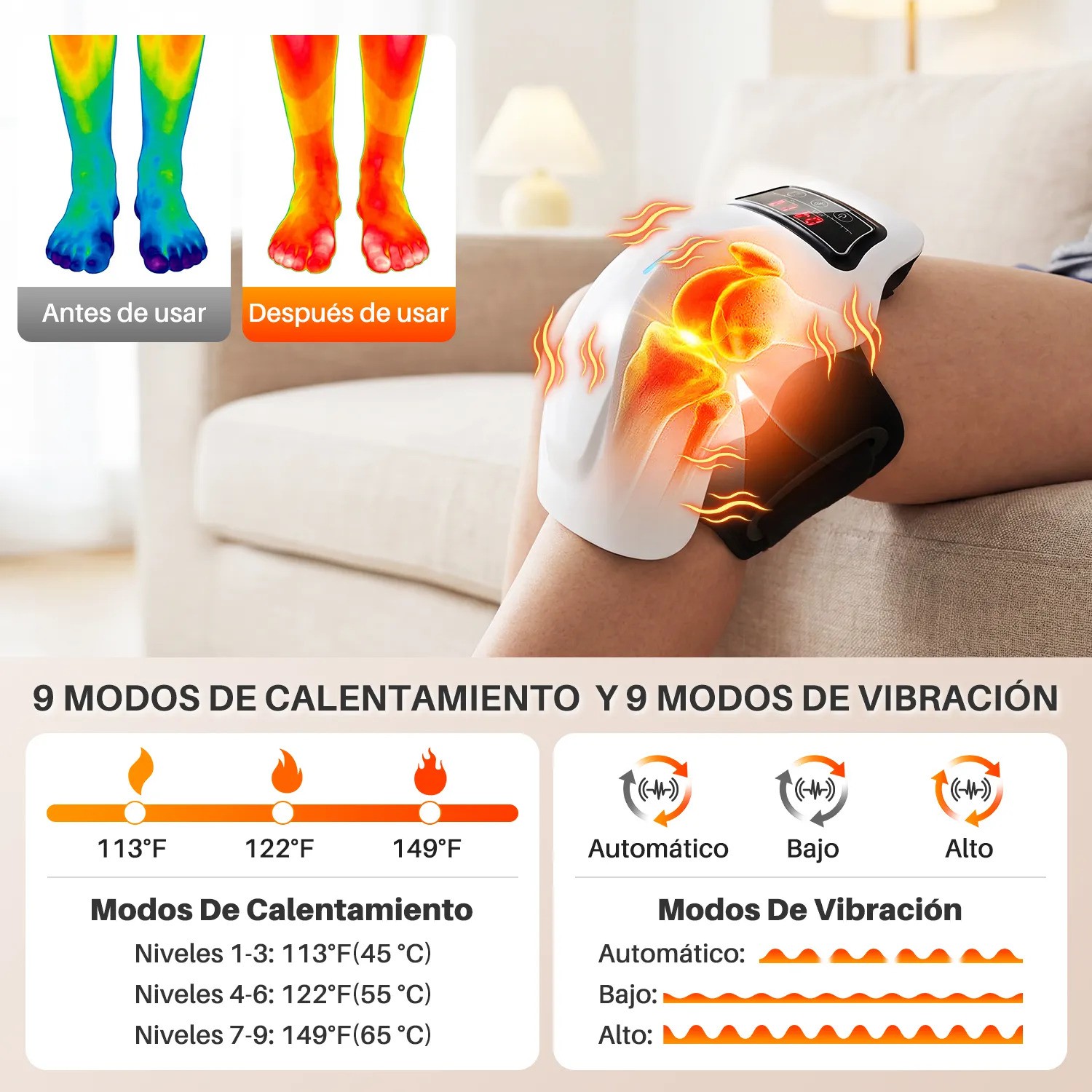 Masajeador De Rodilla Fisioterapia Masajeadores Electricos BLANCO image number null