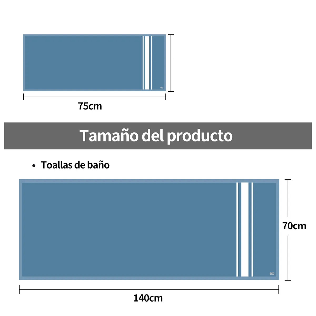 2pcs Juego De Toallas Ba&ntilde;o Completo Grande Azul image number null