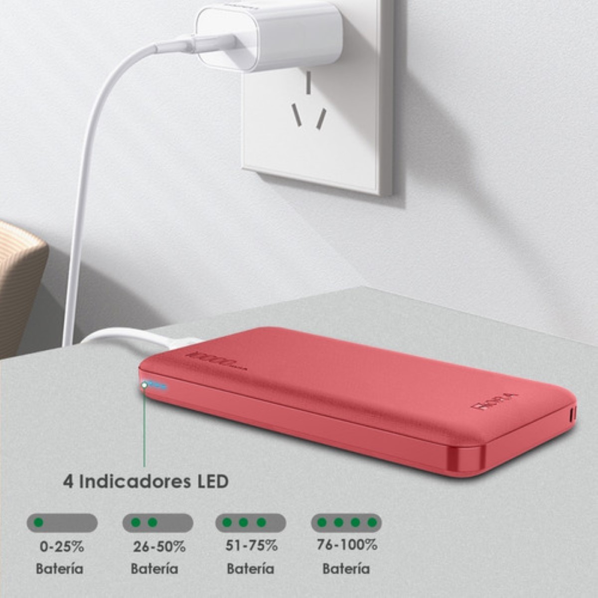 Power Bank Pila Bateria Portatil 10000mah Color Rojo image number null