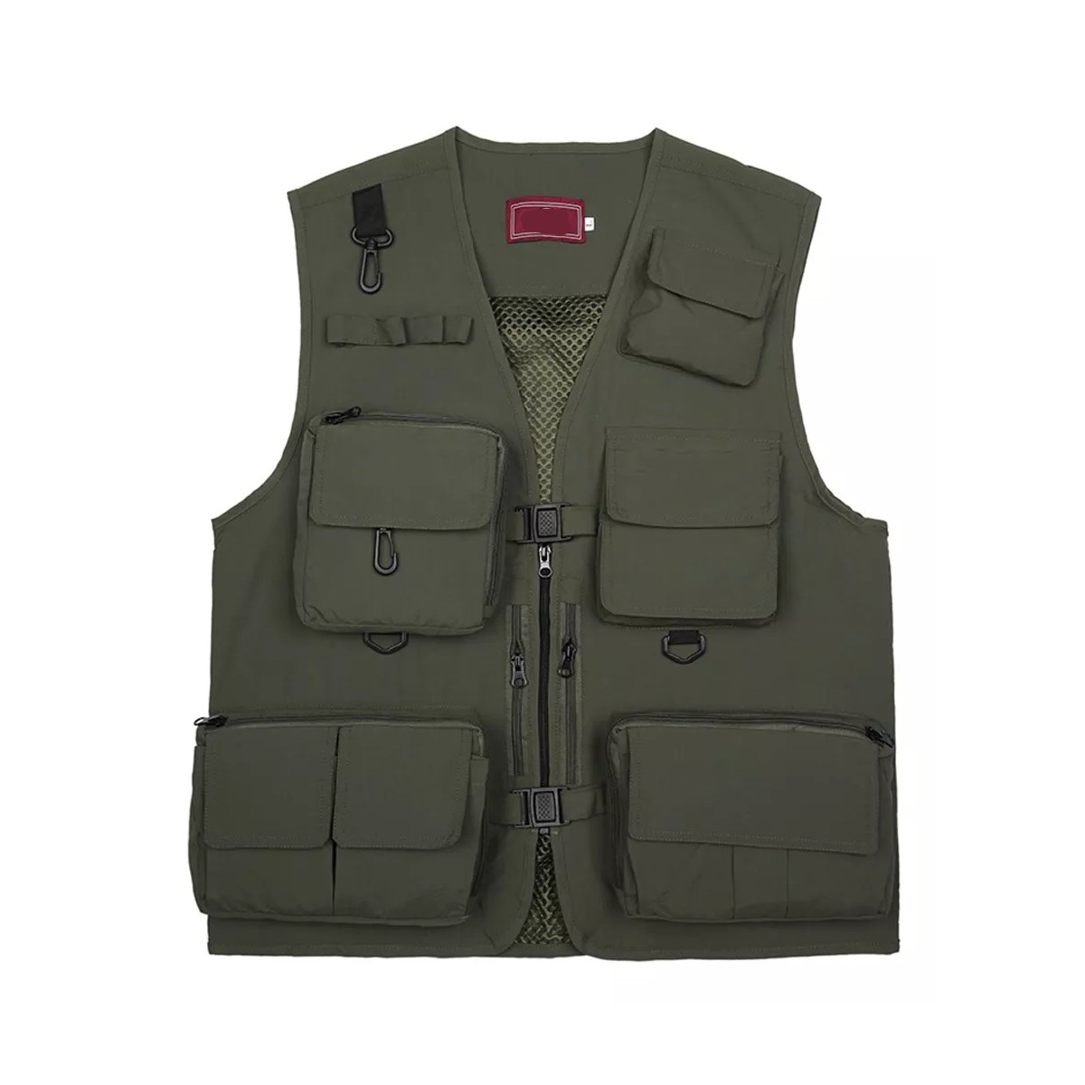Chaleco De Fotograf&iacute;a De Pesca Verano Multibolsillos Secado Army Green M image number null