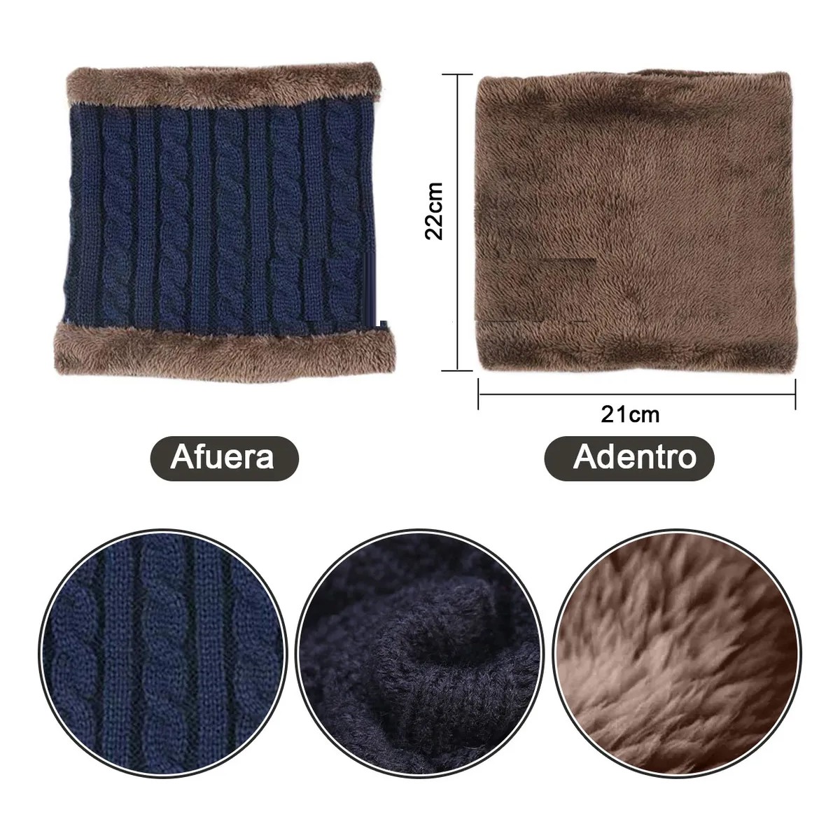 Bufanda Hombre 3 Piezas,Bufandas T&eacute;rmicas de Invierno Negro + Gris + Azul image number null