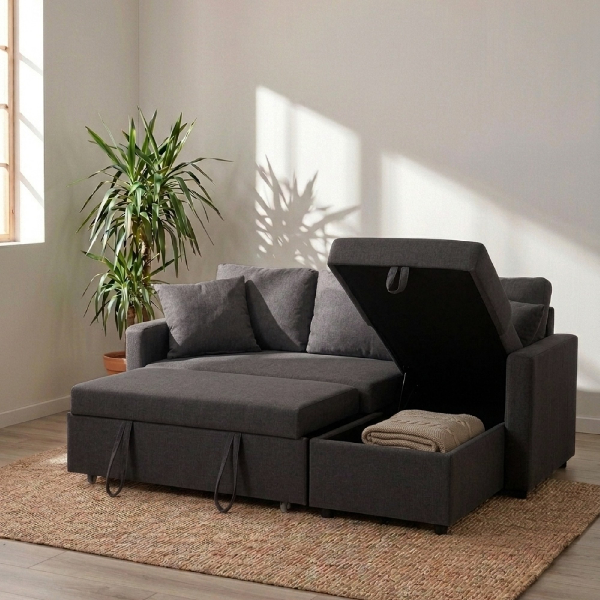 Sof&aacute; Cama Easy Living Segovia Gris Oscuro image number null