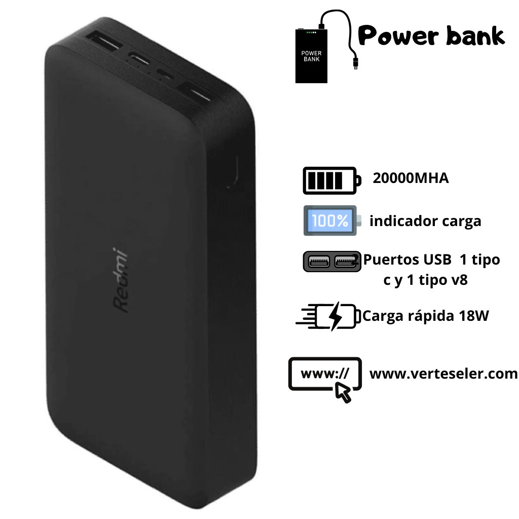Xiaomi Redmi Power Bank 20000mah + Aud&iacute;fonos Bluetooth G-tide L21 image number null