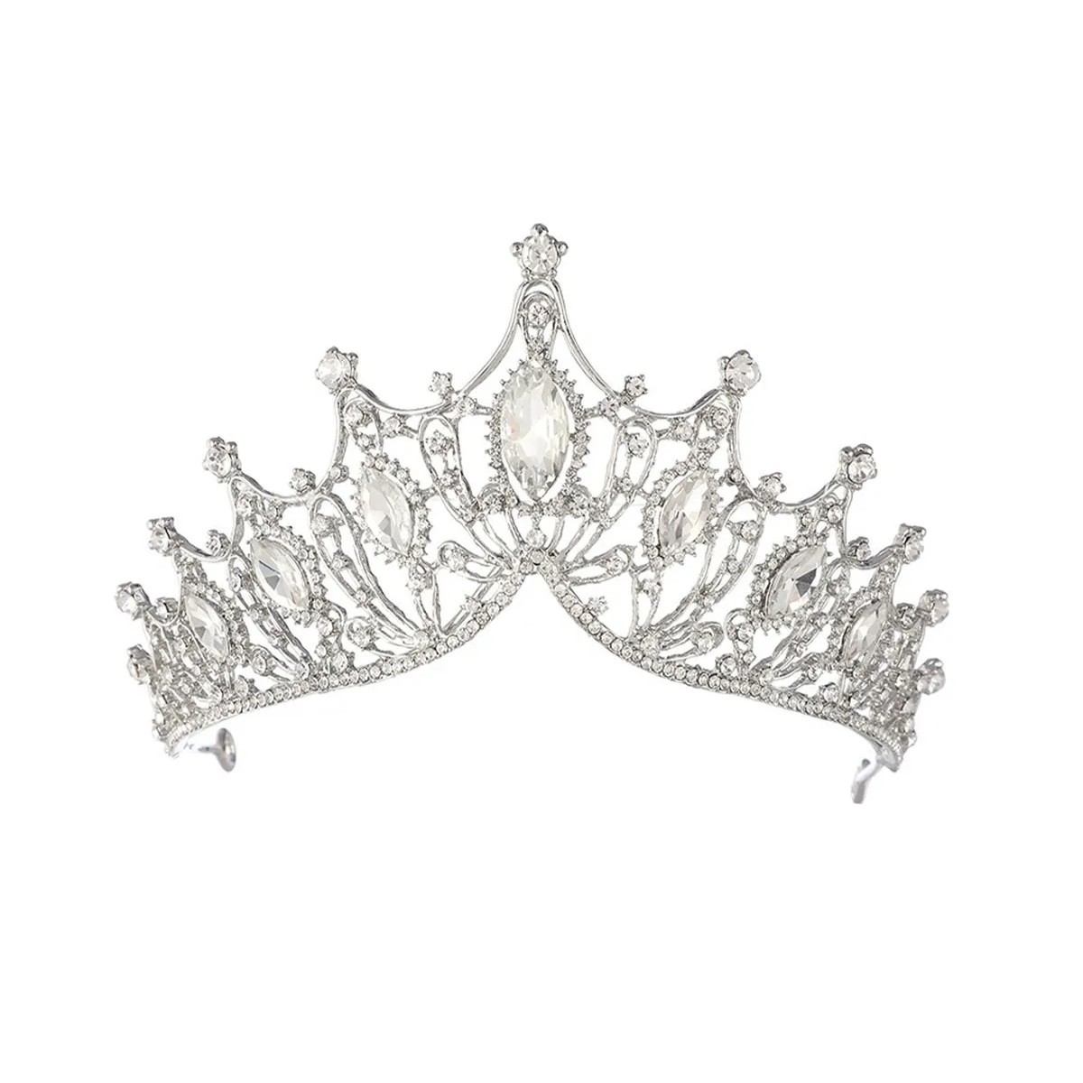 Corona Para Ni&ntilde;a Princesa De Cumplea&ntilde;os Tocado Novia Plateado image number null
