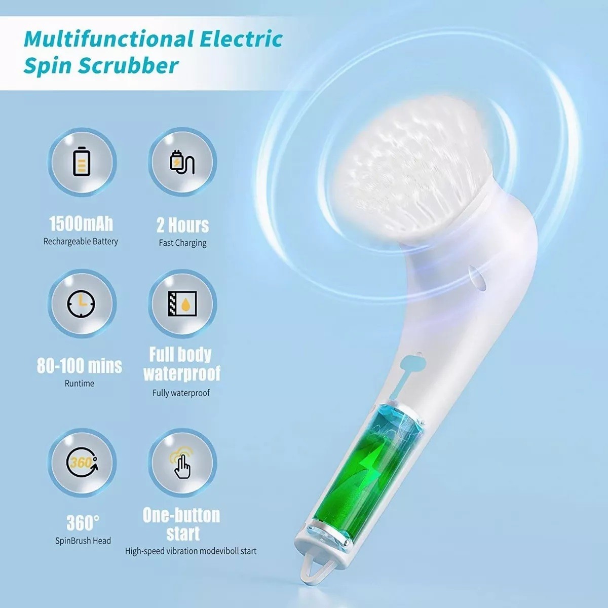 Cepillo Electrico De Limpieza Recargable Para Ba&ntilde;o Y Cocina Blanco image number null